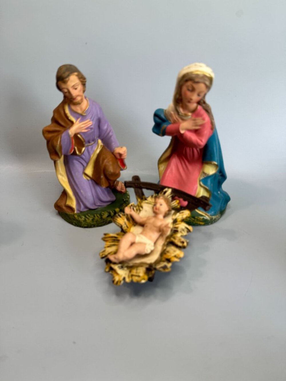 Vintage Italy Paper Mache Holy Family Nativity Mary Joseph Baby Jesus 8" Scale - Picture 2 of 16